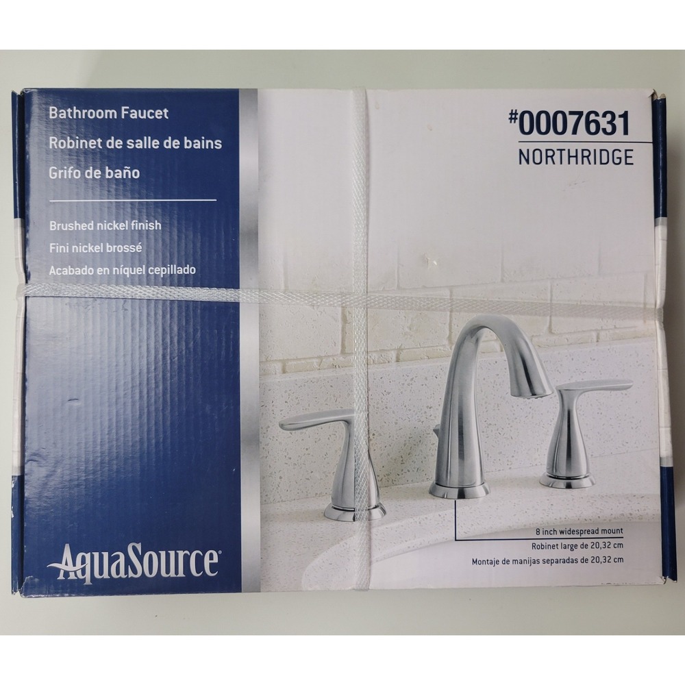 AquaSource Northridge Brushed Nickel 8-in Widespread Bathroom Faucet 0007631